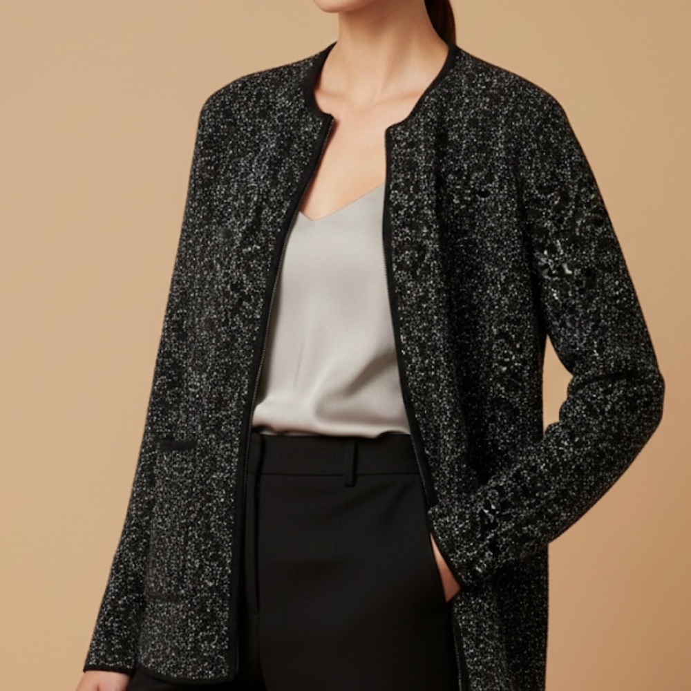Original Nicole Miller Longline Textured Knit Cardigan - Size Large.